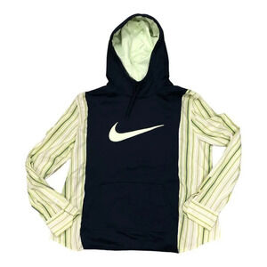 Upcycled nike hoodie reworked flannel/cotton sleeves refashion pullover‎ OOAK